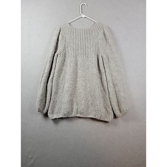 BCBGMaxazria Alpaca Blend Gray Knit LS Oversized Scoop Neck Sweater Women's Lrg - Picture 6 of 11
